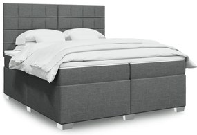 vidaXL Pat box spring cu saltea, gri închis, 200x200 cm, textil