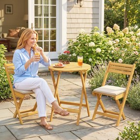 Outsunny masă și scaune pentru balcon, masă și scaune pentru exterior, set masă și scaune balcon, set bistro, set balcon pliabil lemn masă și scaune | Aosom Romania