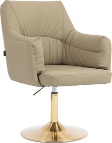 HR840N Scaun Crem Piele Ecologica Premium Soft cu Bază Aurie