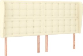 vidaXL Tăblie de pat cu aripioare, crem, 183x23x118/128 cm, piele eco