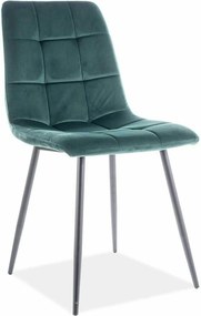 Scaun tapitat MILA, verde/negru, stofa catifelata/metal, 45x41x86 cm