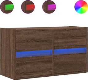 vidaXL Comodă TV de perete cu lumini LED, stejar maro, 80x31x45 cm