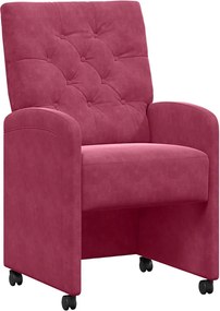 vidaXL Scaune de dining cu roți 2 pcs bordo 58 x 67 x 97 cm Catifea