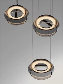 Lustra cu 3 pendule LED, Metal, Negru, Sticla, JAILYN