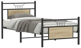 vidaXL Cadru pat fără saltea stejar sonoma, 90x200 cm, lemn prelucrat