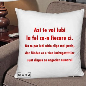 Cadou pentru Iubita - Perna Personalizata Azi Te Voi Iubi, 40x40 cm, Alb Pufos, Husa Detasabila, Perna Inclusa, BEKZ®