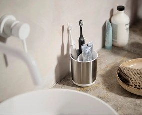 Suport pentru periuța de dinți argintiu din oțel inoxidabil Duo Steel – Joseph Joseph