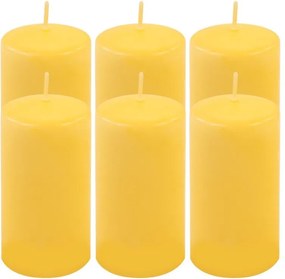 Set lumânări pilon, 11,5 cm, Ø 6 cm, galben, 6 bucăți