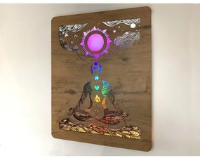 Li-Go 4421/A/4 - Decorațiune LED de perete LED/10W/5V 30000 mAh 70x90 cm stejar/chakre