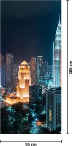 Fototapet pentru ușă - Noaptea în Kuala Lumpur (95x205cm)