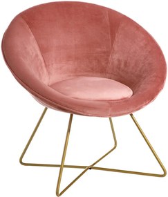 Fotoliu catifea roz si baza din alama Chair Velvet Pink | PRIMERA COLLECTION