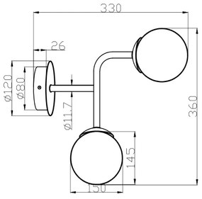 Aplica design deosebit Erich nickel, 2L MYMOD221-WL-02-N
