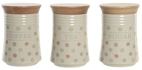 Recipient Tea Little Dots din ceramica bej 10x16 cm