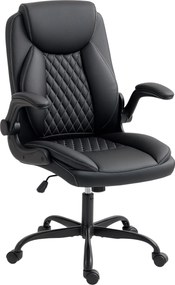 HOMCOM Scaun de birou, scaun ergonomic cu cotiere rabatabile, înălțime reglabilă, funcție de balans, negru | Aosom Romania