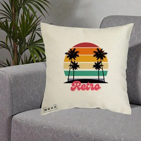 Perna Decorativa Retro Sunset Palmieri, 40x40 cm, Ecru, Husa Detasabila, Perna Inclusa, BEKZ®