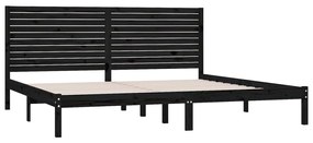 Cadru de pat Super King 6FT, negru, 180x200 cm, lemn masiv Negru, 180 x 200 cm