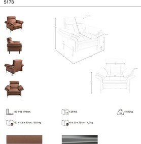 Fotoliu tapitat cu piele naturala Maro
