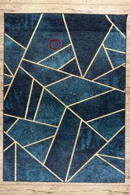 ANDRE 1173 covor lavabil mozaic, geometric anti-alunecare - turcoaz / aur - SECUNDAR-COTATI PRODUSUL