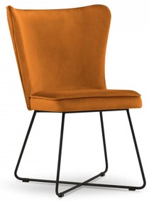 Scaun Celestine cu tapiterie din catifea, portocaliu