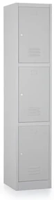 Dulap metalic - 3 cutii, 38 x 45 x 185 cm, broasca cilindrica, gri - ral 7035
