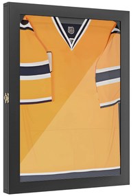 HOMCOM Cadru tip cutie T-frame pentru tricou cu ușă acrilică și fețește interioară din fetru 60 x 6,5 x 80 cm negru | Aosom Romania