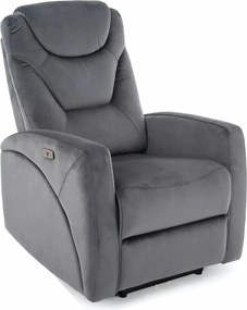 Fotoliu recliner KRONOS, stofa catifelata gri - Bluvel 14, 79x94/160x1