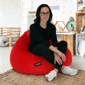 Fotoliu tip sac, material textil roşu, TRIKALO