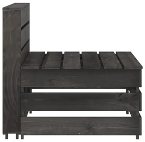 Canapea de gradina cu 3 locuri, gri, lemn de pin tratat