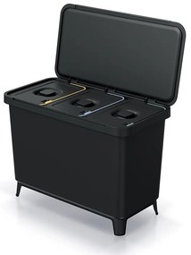 Coș de gunoi, 3 x 10 l, negru