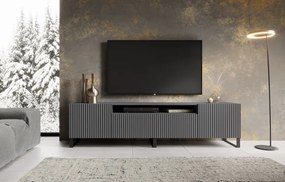 Comodă TV, 200x41x53 cm, Noemi, ADRK Furniture (Culoare: Negru / Alb)