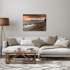 Tablou pe sticlă - Marea și munții (70x50 cm)