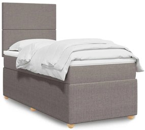 vidaXL Pat box spring cu saltea, gri taupe, 90x190 cm, textil