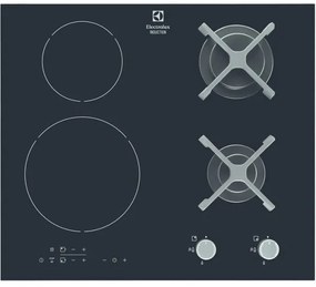 ELECTROLUX Plita incorporabila, electrolux, egd6576nok, mixta, 2 zone gatit pe gaz, 2 zone de inductie, 60 cm, negru
