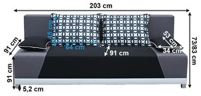 Canapea extensibilă, material textil negru/gri/perne gri cu model, ROKAR