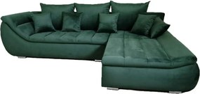 Coltar extensibil ROSARIO-OANA, stofa catifelata verde, 300x200x76 cm