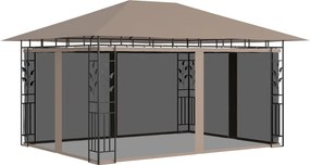 vidaXL Pavilion cu plasă anti-țânțari, gri taupe, 4x3x2,73 m, 180 g/m²