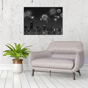 Tablou pe sticlă - Artificii in Miami (70x50 cm)