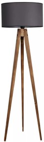 Lampa de Podea cu 3 Picioare din Lemn, Soclu E27, Max. 60W, Culoare Maro / Gri