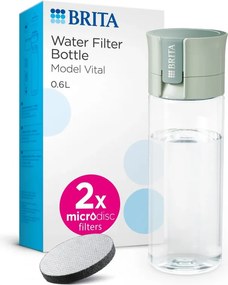 Sticlă filtrantă pentru apă Brita Fill & Go Vital, 600 ml, filtre MicroDisc, fără BPA, verde deschis