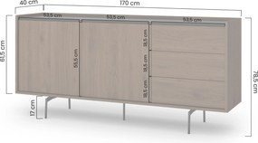 Comodă Zenar 170 cm cu sertare - nuc elegant / negru