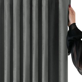 Draperie catifelată FILUMI gri închis 140 x 250 cm set 2 buc