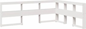 vidaXL Bibliotecă tăblie în formă de L, alb, 140 cm, lemn masiv de pin