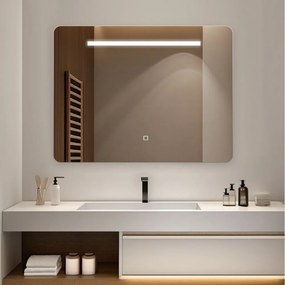 Oglinda LED Dreptunghiulara 80x60 cm, Iluminare 3 Nuanțe, Touch Control & Design Premium
