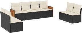 vidaXL Set mobilier de grădină cu perne, 8 piese, negru, poliratan