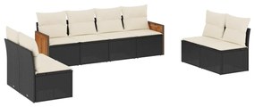 3227568 vidaXL Set mobilier de grădină cu perne, 8 piese, negru, poliratan