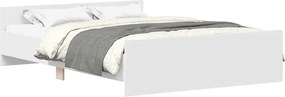 vidaXL Cadru de pat cu tăblie de cap și picioare, alb, 140x190 cm