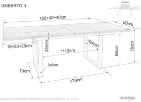Masa extensibila Umberto II stejar artizan/negru L160-24xl90 cm