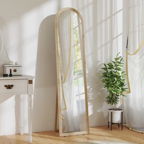 Oglindă HOMCOM de Podea și de Perete cu Suport, efect de Piatră, 40x160cm, Bej. | Aosom Romania