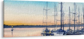 Tablou - Plimbare cu barca, aquarel (120x50 cm)
