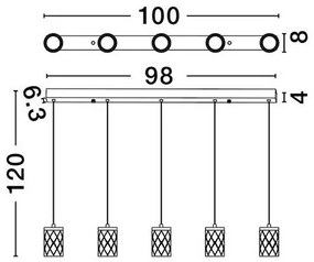 Lustra aurie cu 5 pendule LED PHOS